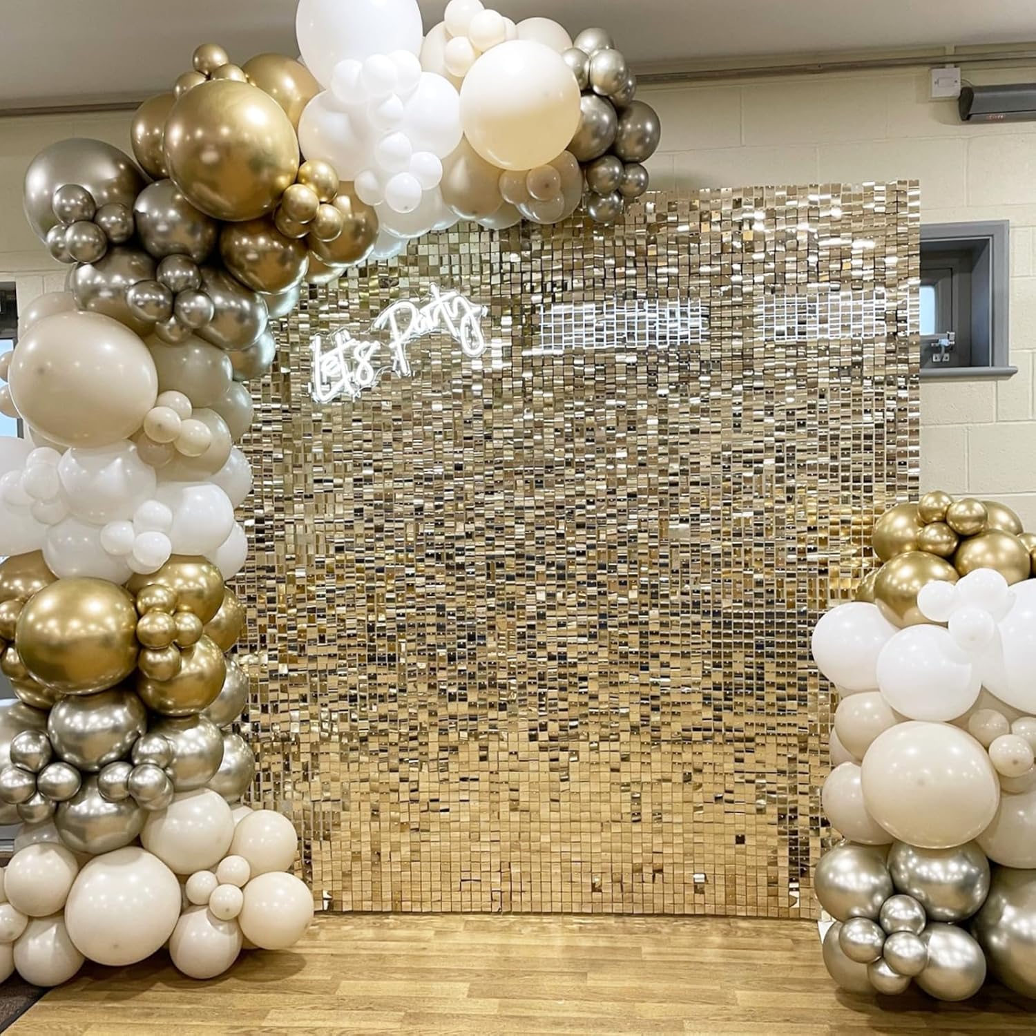 Pvc Panel Background - 12 adet Açık Altın Simli Duvar