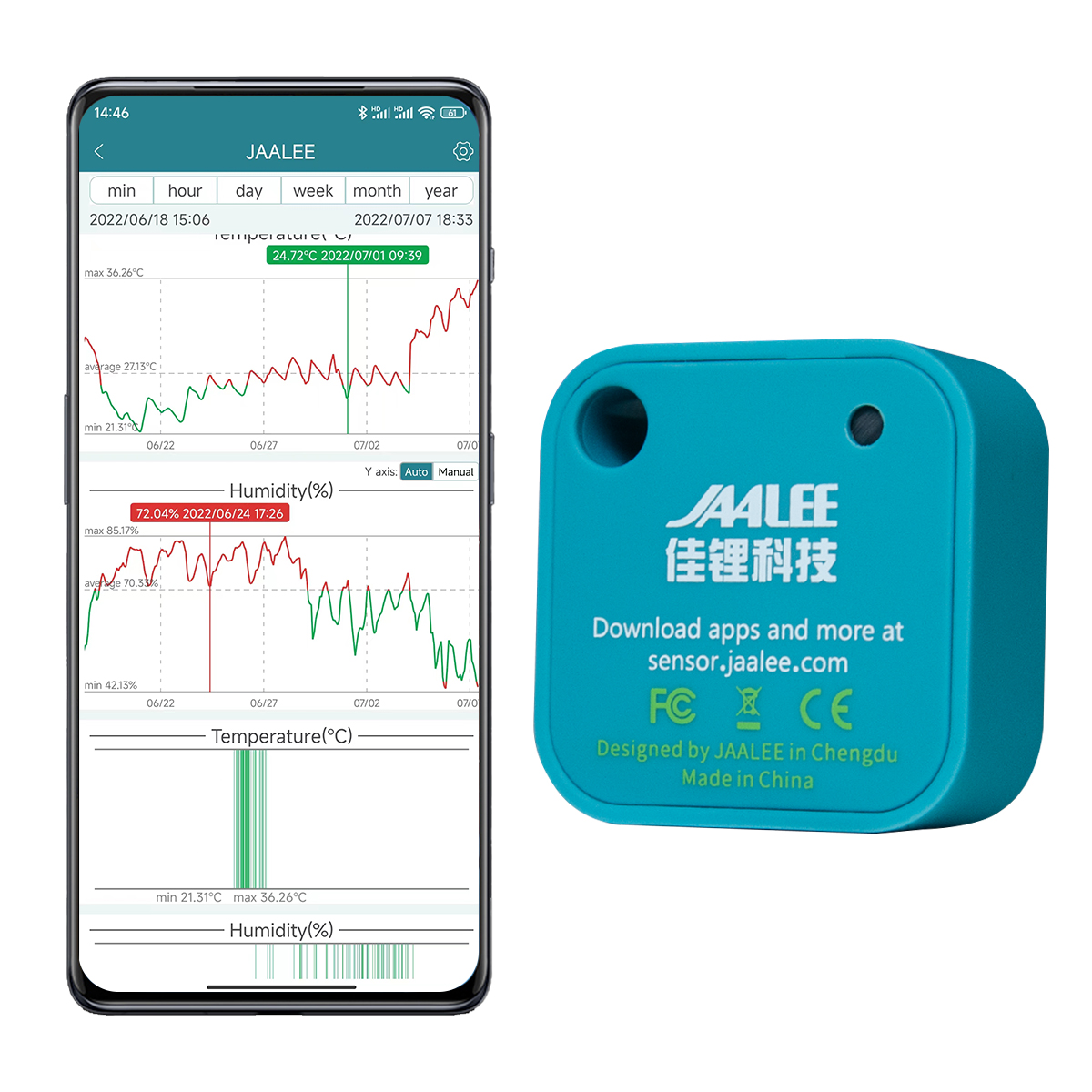 Digital Hygrometer Probe - Jaalee JHT sıcaklık/nem/Dewpoint/VPD sensör termometre/higrometre Logger
