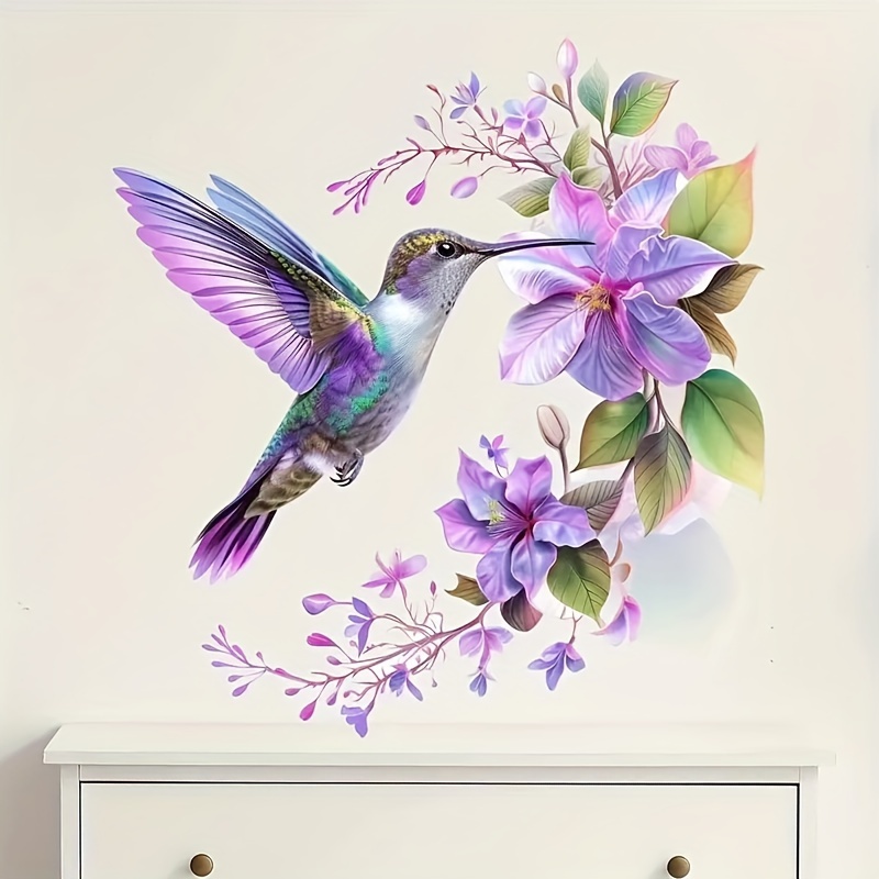 Pvc Panel Background - 1 Mor Çiçek ve Sinek Kuşu