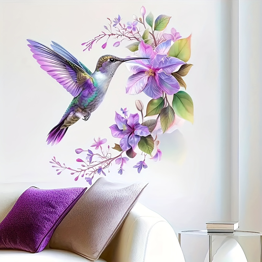 1 Mor Çiçek ve Sinek Kuşu Çıka - Pvc Panel Background incelemesi ve fiyatı